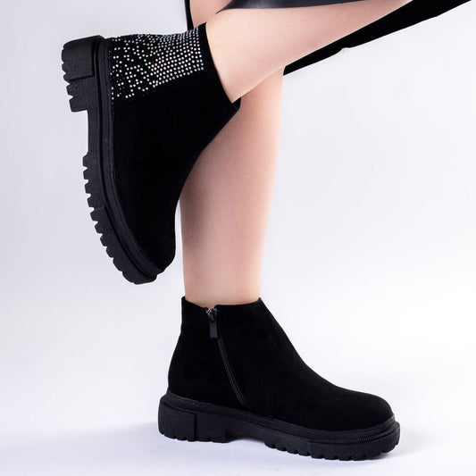 Casual mini boots with shiny glitter-604