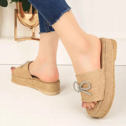 High burlap slipper with accessories-503