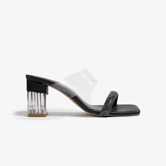 Transparent heel slipper with accessory - 210